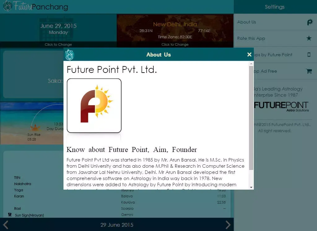 Capturas de tela do Future Panchang iPad 
