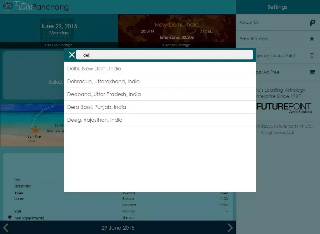 Capturas de tela do Future Panchang iPad 
