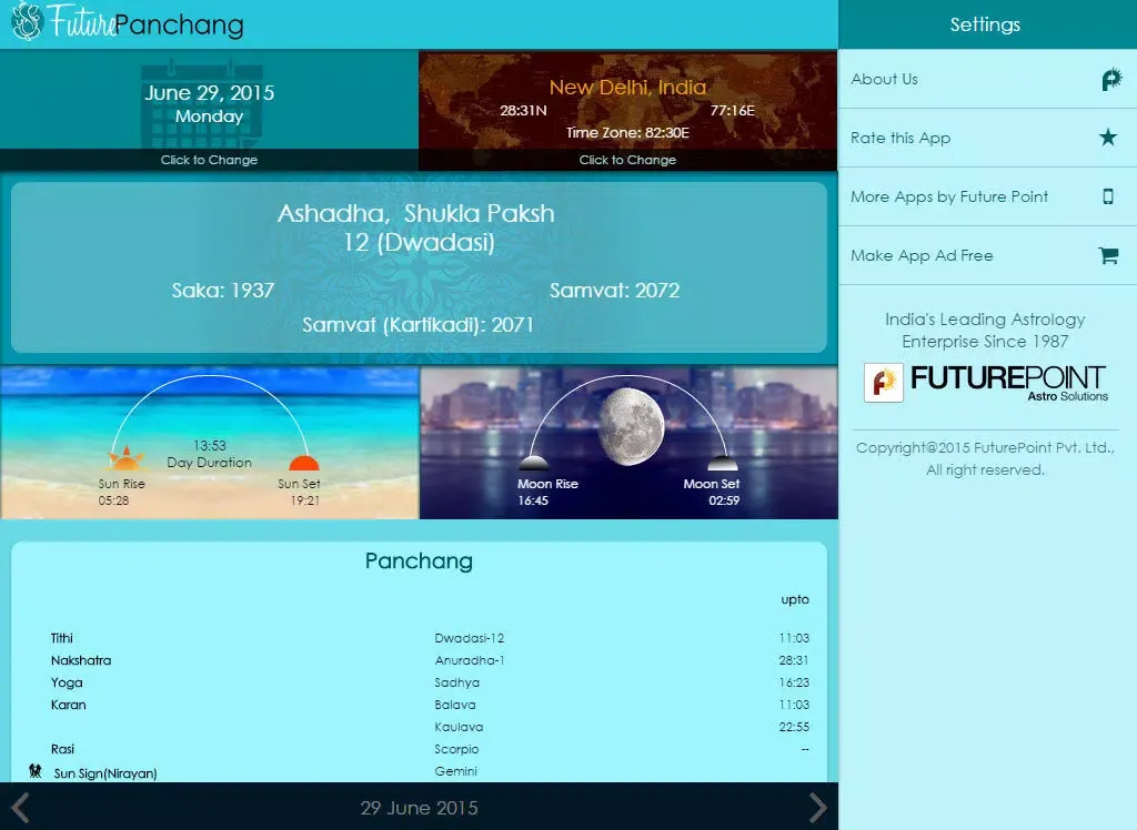 Capturas de tela do Future Panchang iPad 
