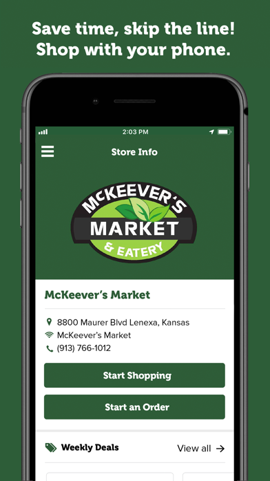 Ảnh chụp màn hình của McKeever's Mobile Checkout