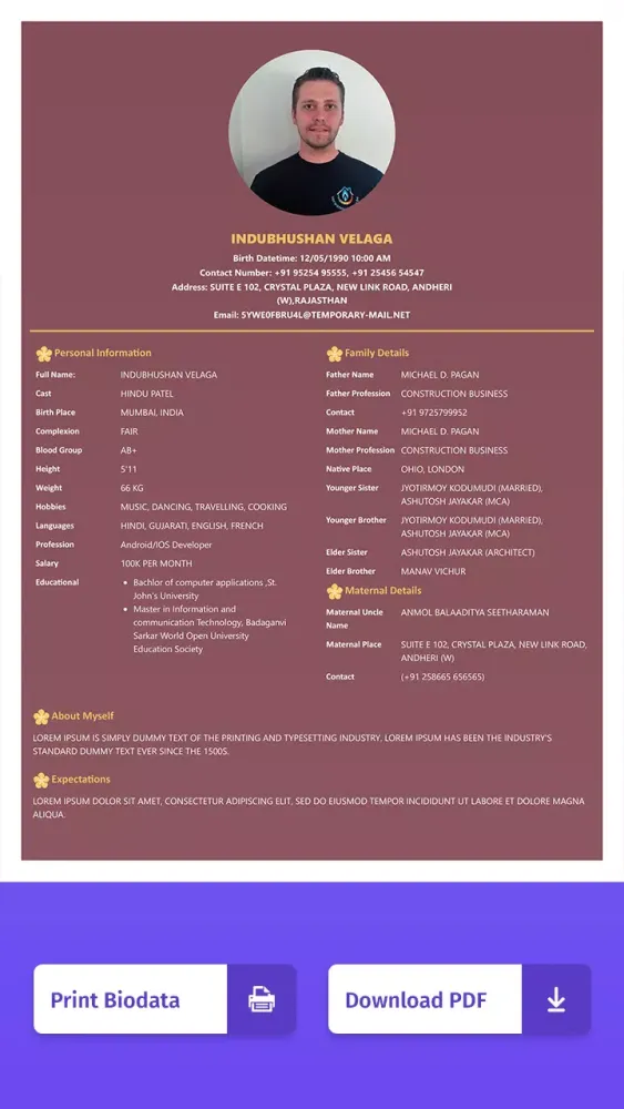 Wed: Marriage Biodata Maker Screenshots