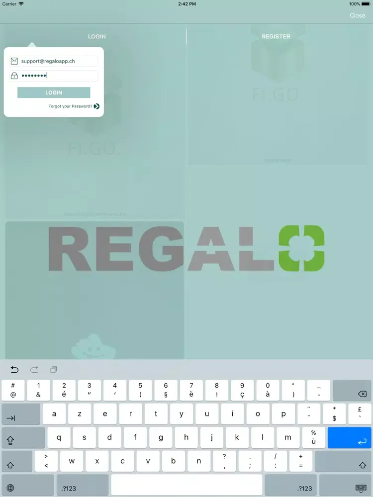 Ảnh chụp màn hình của REGALO APP is Fi.Go iPad 