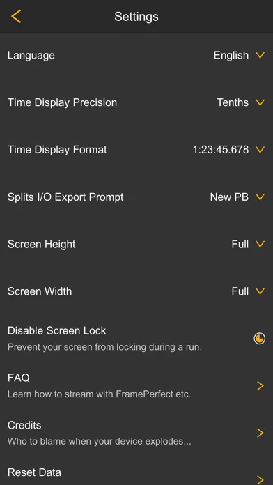 FramePerfect Speedrun Timer スクリーンショット