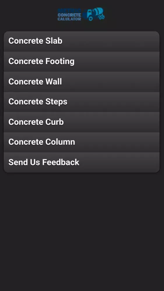 Captures d'écran de Metric Concrete Calculator