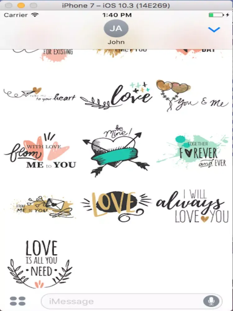 Text Love Sticker iPad  سکرین شاٹس