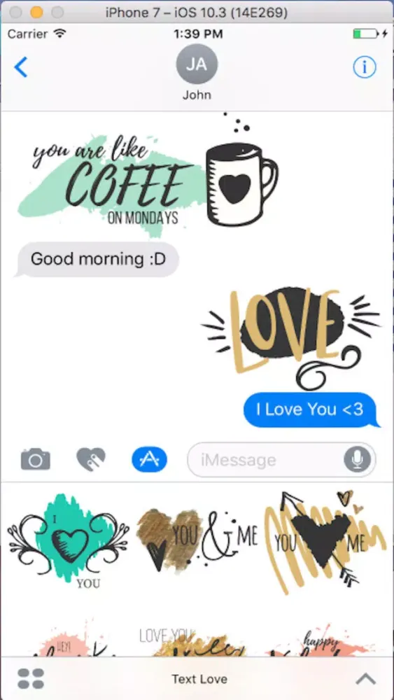 Text Love Sticker سکرین شاٹس