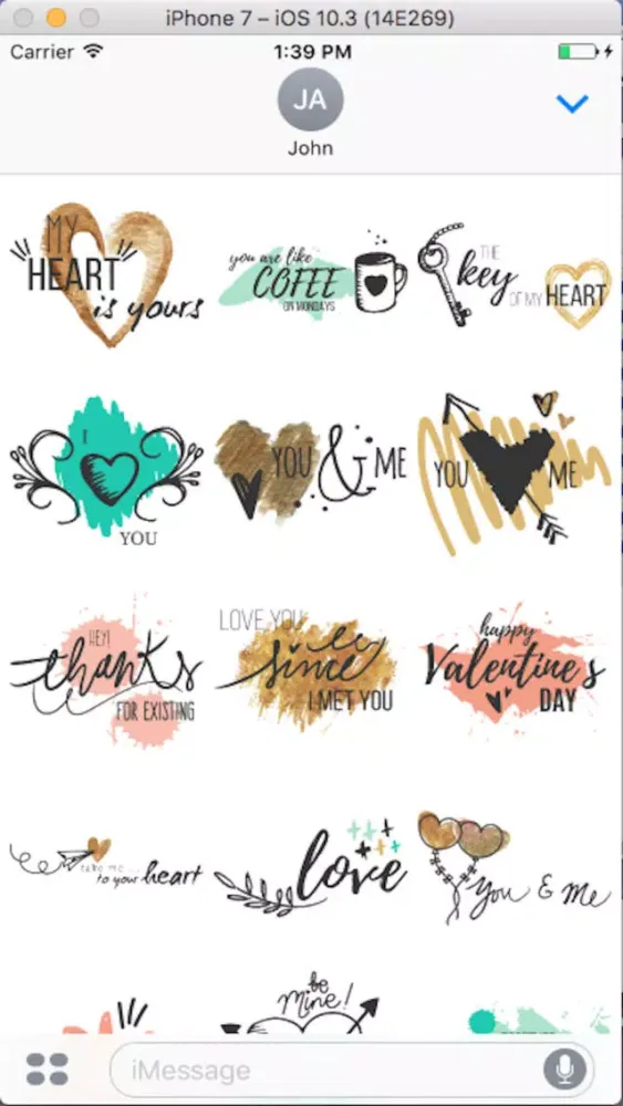 Text Love Sticker سکرین شاٹس
