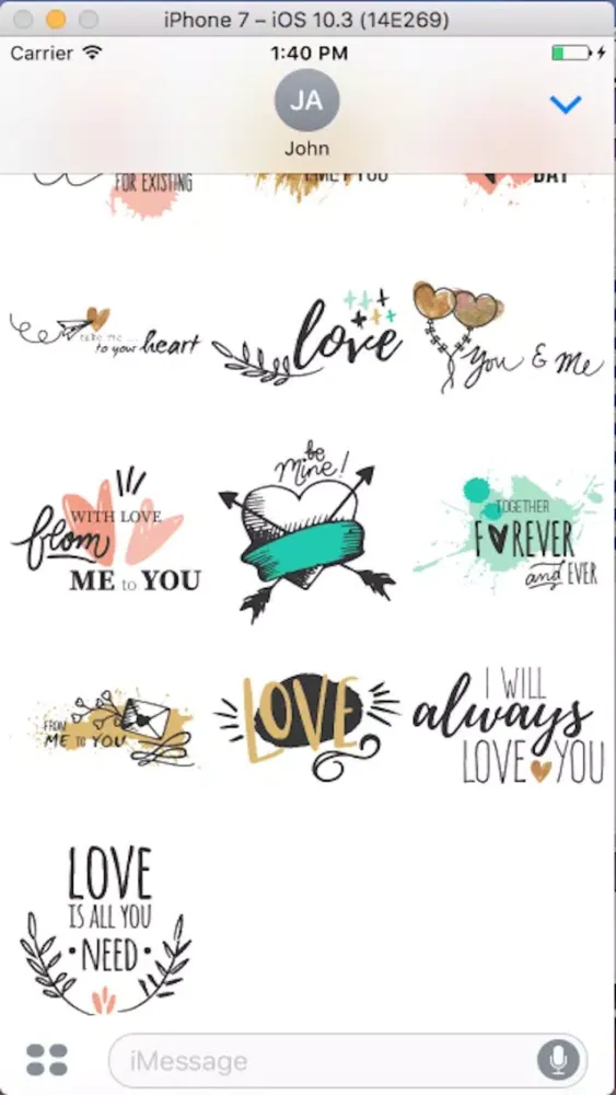 Text Love Sticker سکرین شاٹس