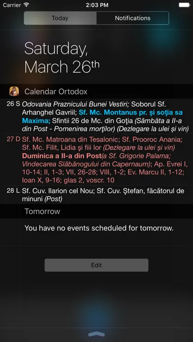 Ảnh chụp màn hình của Calendar Creștin Ortodox