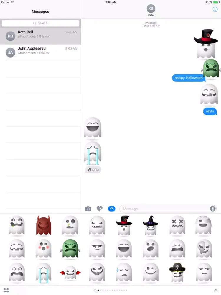 Ảnh chụp màn hình của Happy Ghost emojis for Halloween - Fx Sticker iPad 