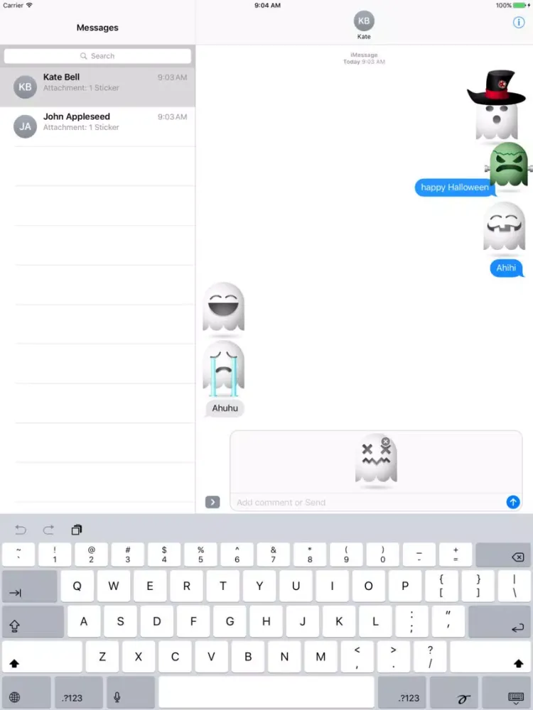Ảnh chụp màn hình của Happy Ghost emojis for Halloween - Fx Sticker iPad 