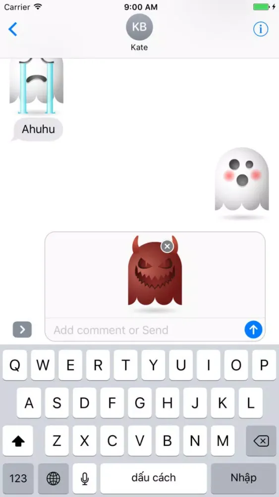 Ảnh chụp màn hình của Happy Ghost emojis for Halloween - Fx Sticker