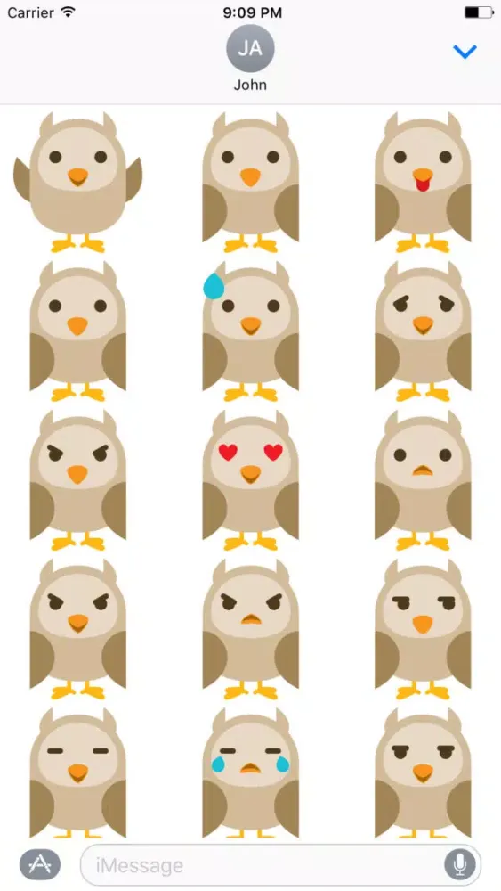 Simple owl emojis - Fx Sticker سکرین شاٹس