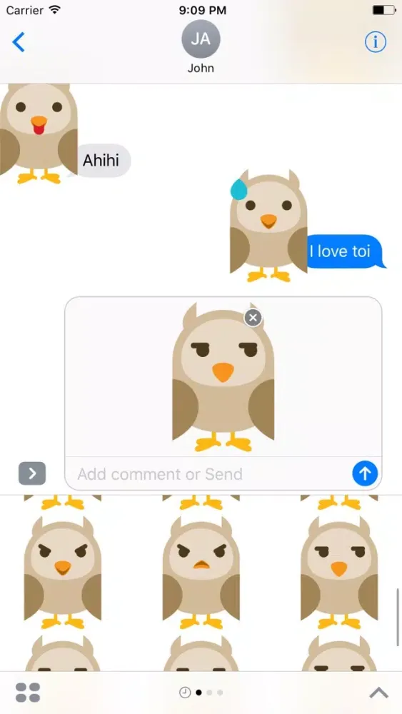 Simple owl emojis - Fx Sticker سکرین شاٹس