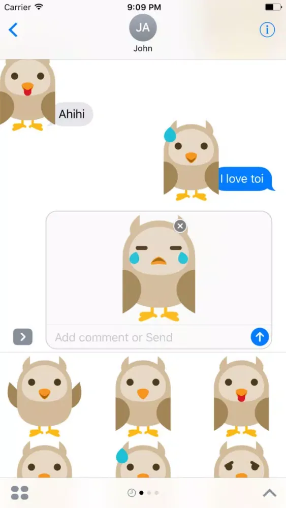 Simple owl emojis - Fx Sticker سکرین شاٹس