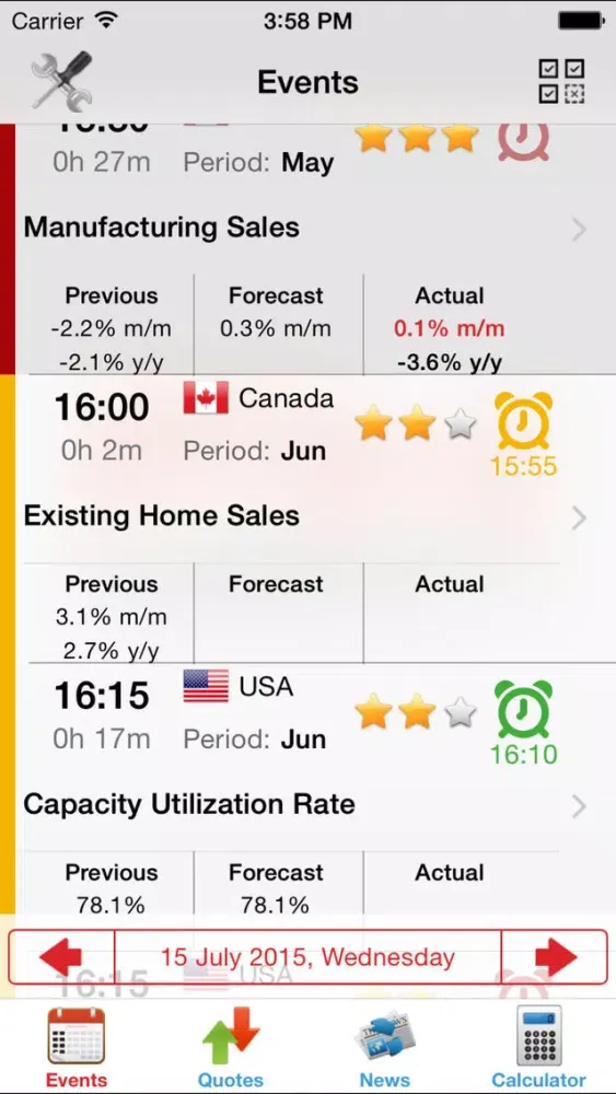 Ảnh chụp màn hình của Economic Calendar Forex FxTeam