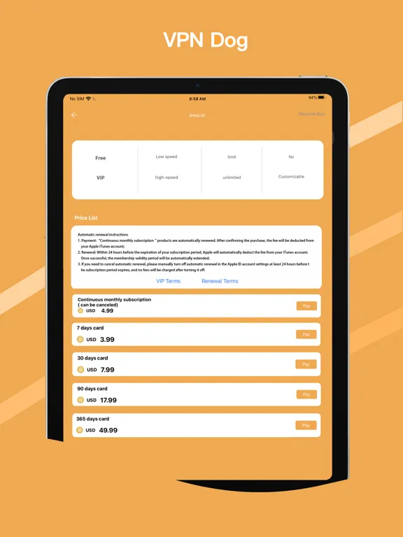 Capturas de tela do VPN Dog-Fast Unlimited Proxy iPad 
