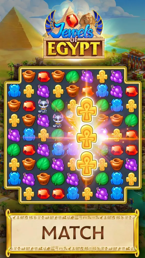 Jewels of Egypt・Match 3 Puzzle سکرین شاٹس