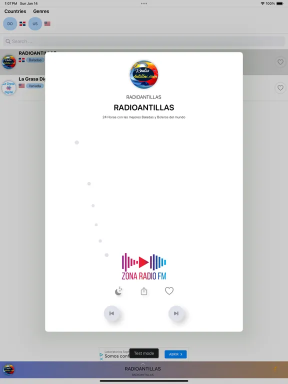 Ảnh chụp màn hình của Zona Radio FM iPad 