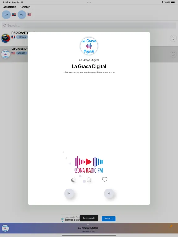 Ảnh chụp màn hình của Zona Radio FM iPad 
