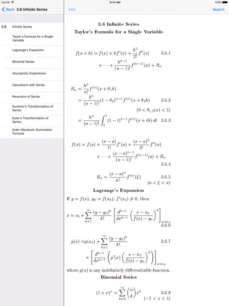 Book of Mathematical Functions iPad  Screenshots