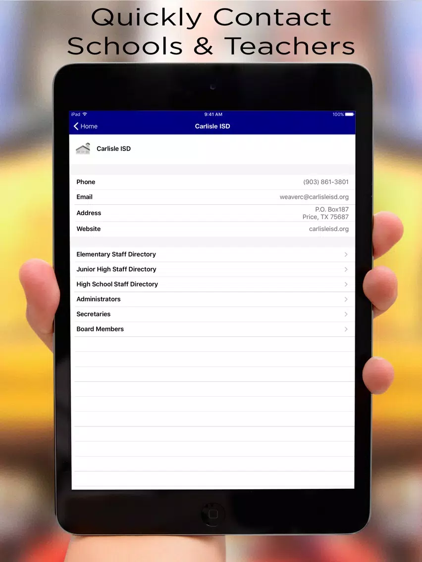Tangkapan layar Carlisle ISD iPad 