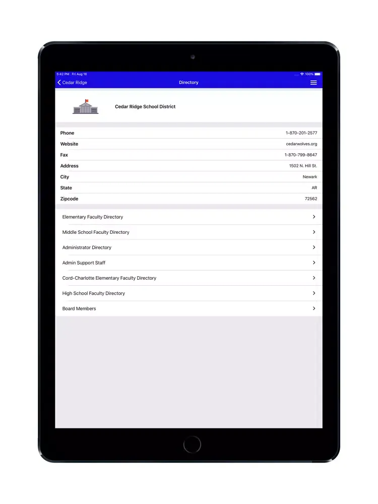 Cedar Ridge Public Schools iPad  Screenshots