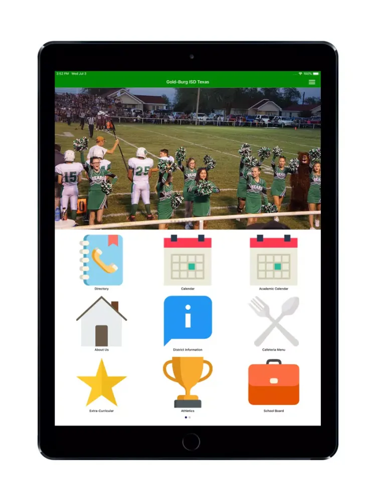 Tangkapan skrin Gold-Burg ISD Texas iPad 