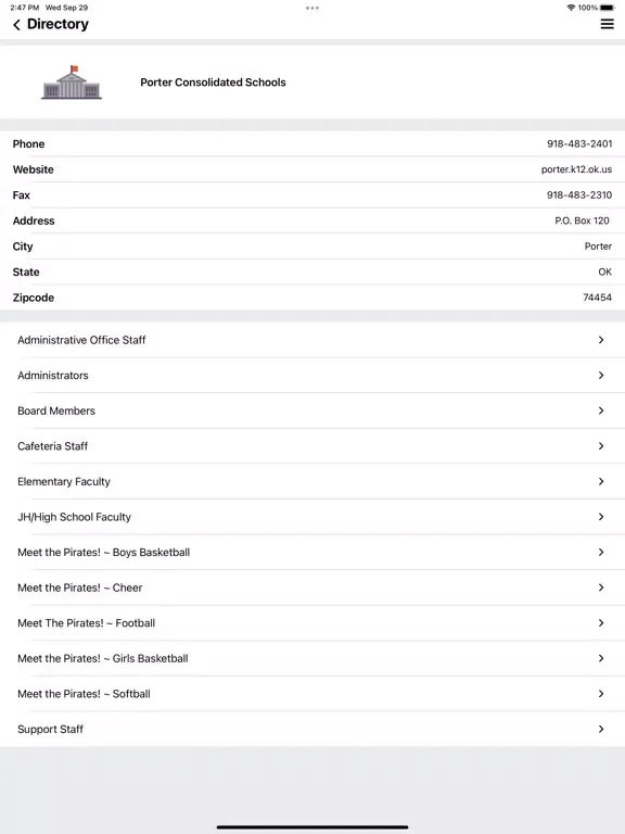 Porter Consolidated Schools iPad  स्क्रीनशॉट