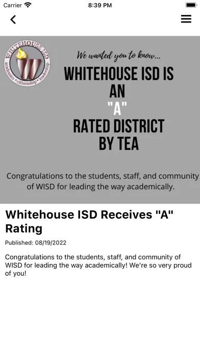 ภาพหน้าจอของ Whitehouse ISD