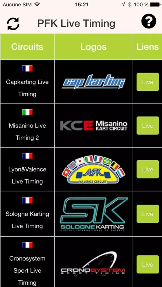 Tangkapan layar PFK Live Timing