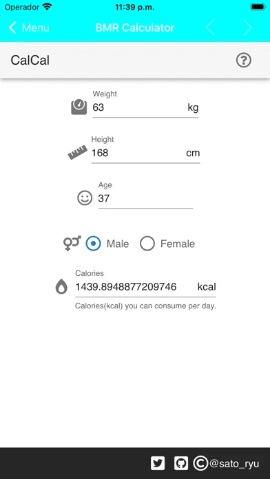 Tangkapan layar BMR Calculator Body Health