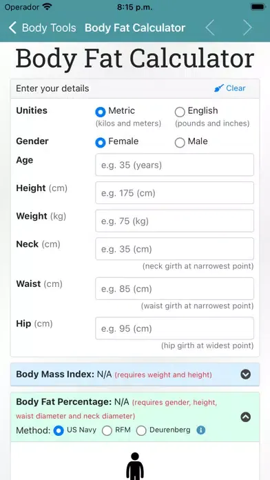 Zrzuty ekranu Body Fat Calculator and Tools