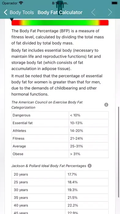 Zrzuty ekranu Body Fat Calculator and Tools