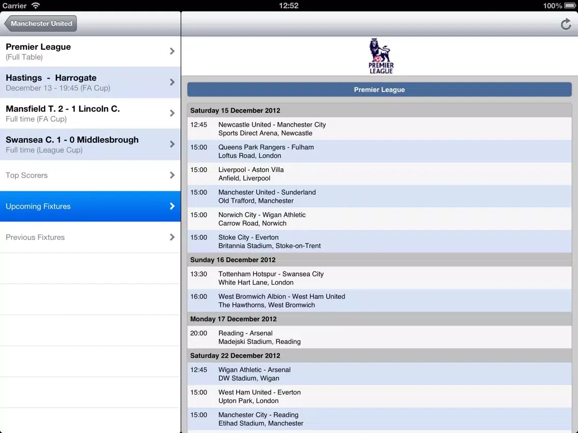 Live Scores for Arsenal iPad  স্ক্রিনশট