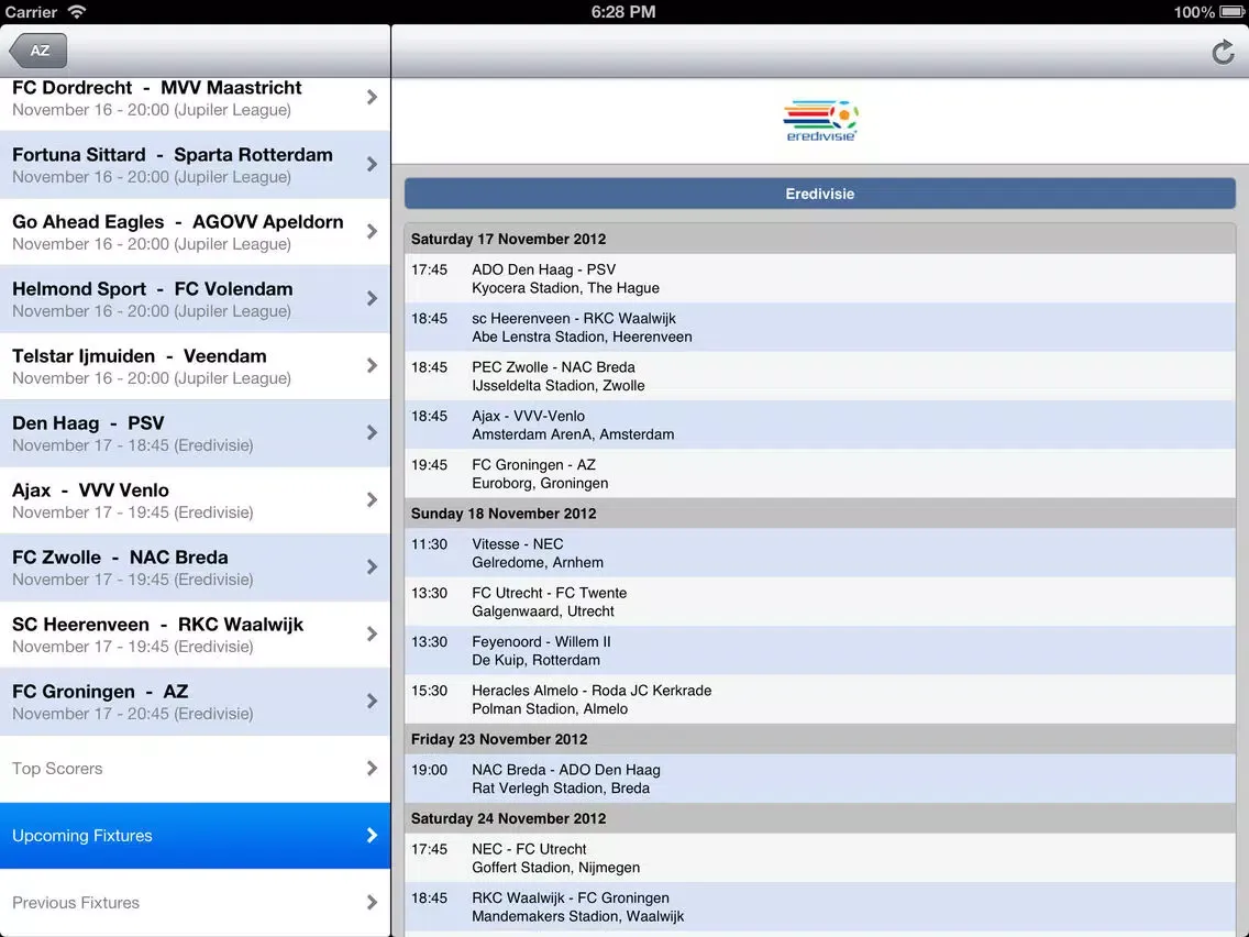 Ảnh chụp màn hình của AZ. iPad 