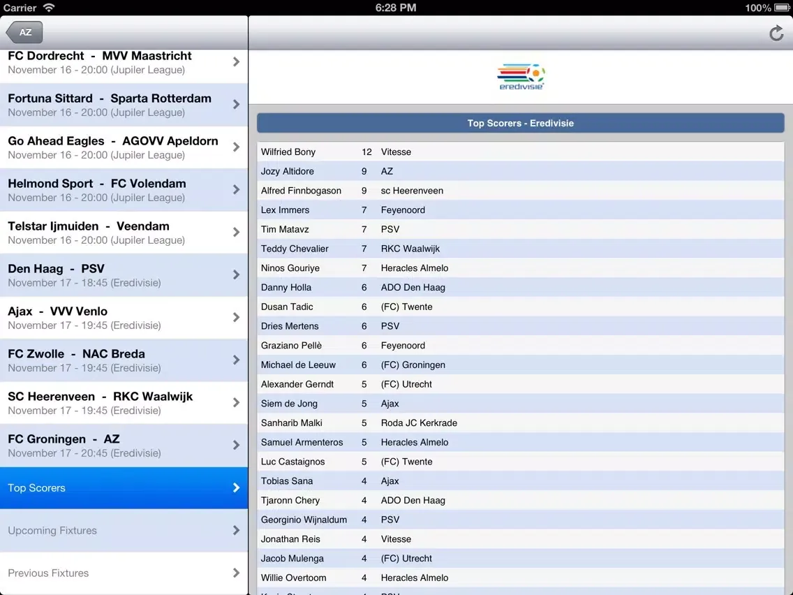 Ảnh chụp màn hình của AZ. iPad 
