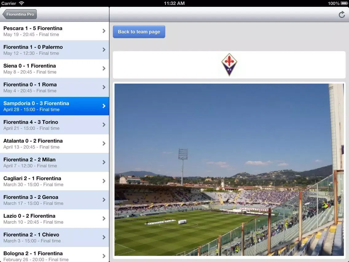 Fiorentina iPad  Screenshots