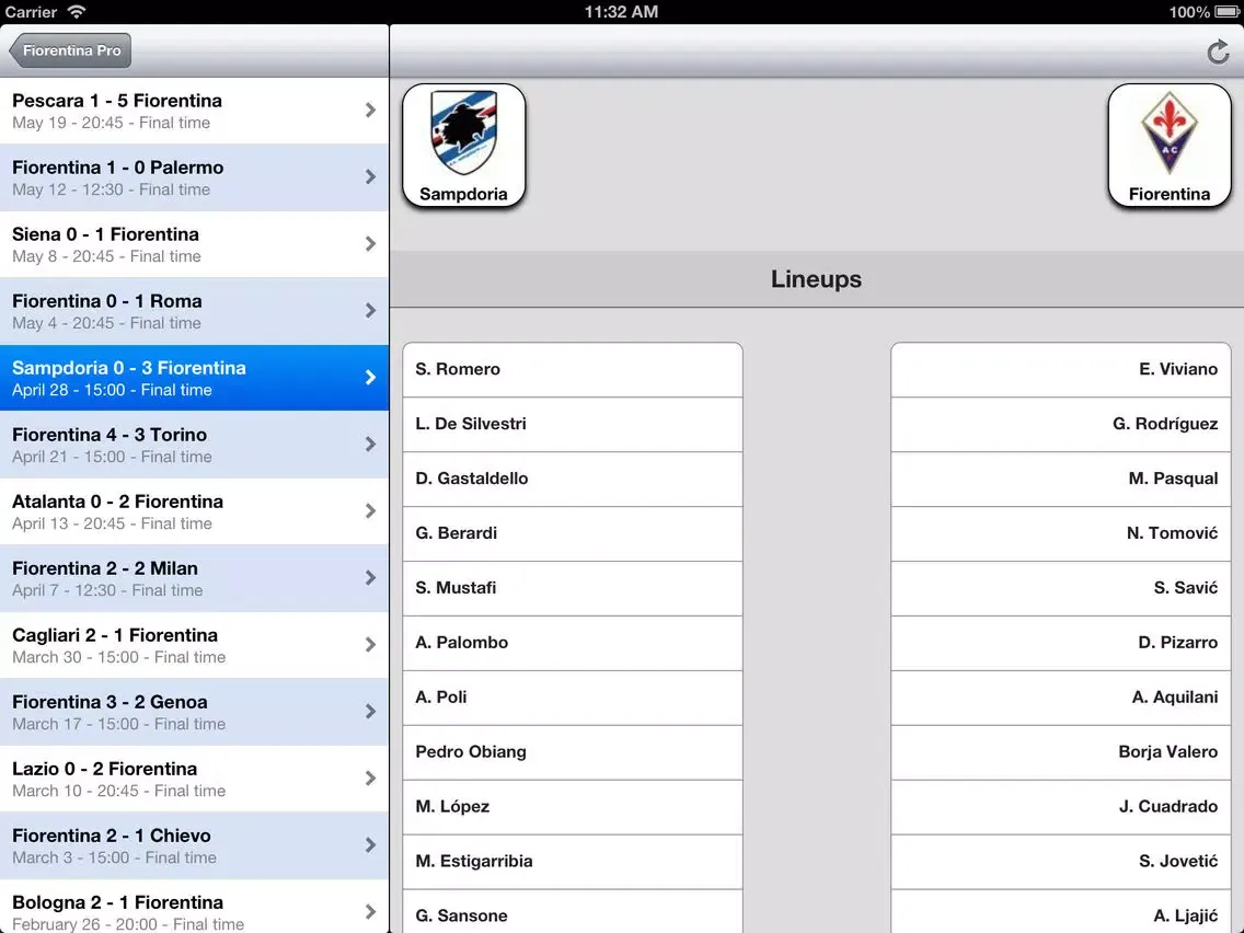 Fiorentina iPad  Screenshots