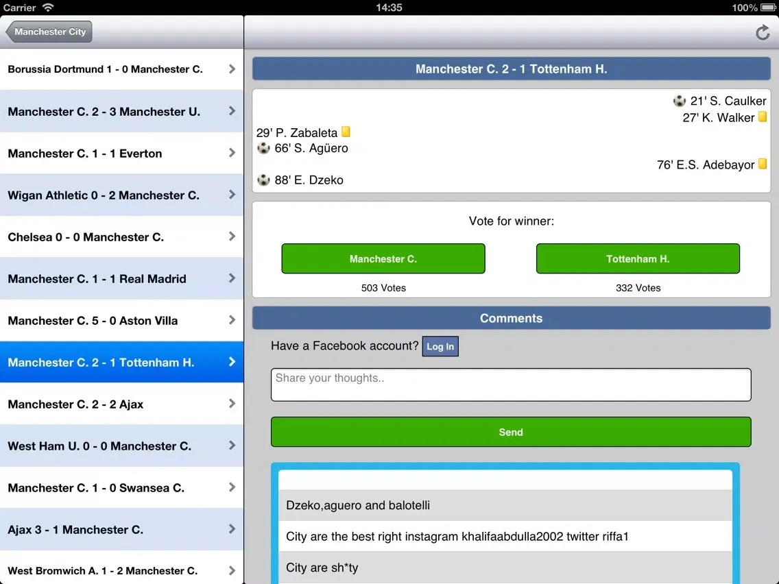 تصاویر Live Scores for Manchester City iPad 