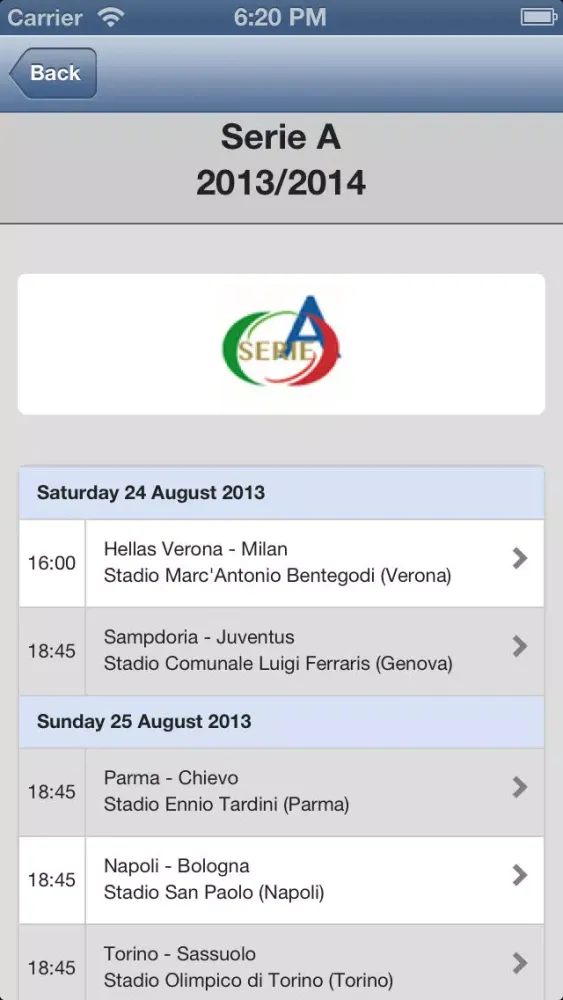 Live Scores for AS Roma应用截图