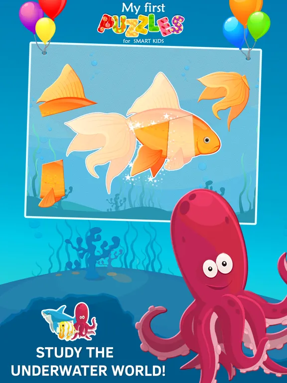 Animated Fish Jigsaw Puzzles for Kids and Toddlers iPad  Screenshots