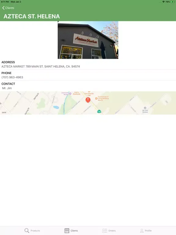 Tangkapan skrin Del Campo Foods iPad 