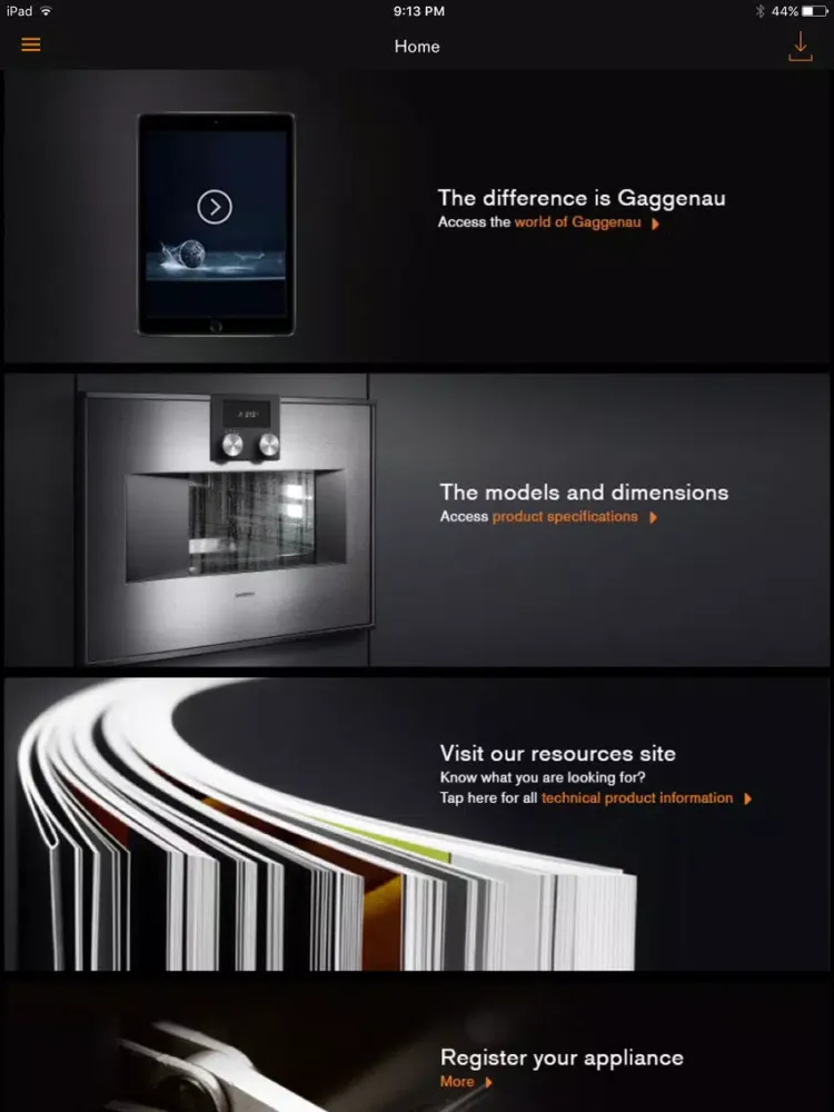 Gaggenau Models and Dimensions iPad  سکرین شاٹس