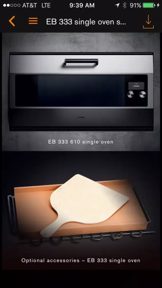 Gaggenau Models and Dimensions سکرین شاٹس