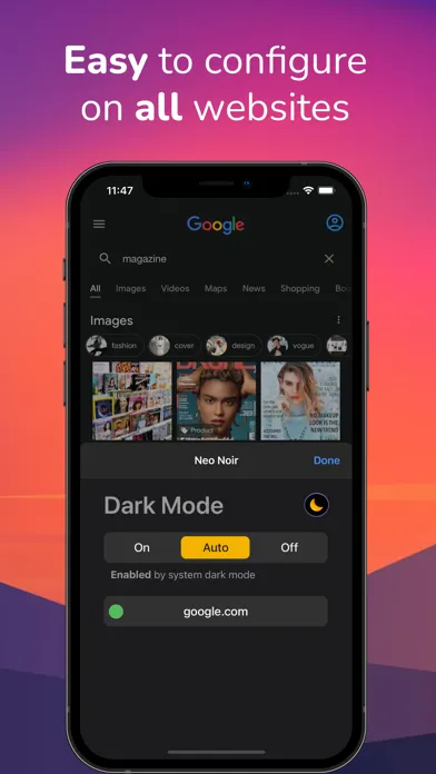 Captures d'écran de Dark Night - mode for Safari