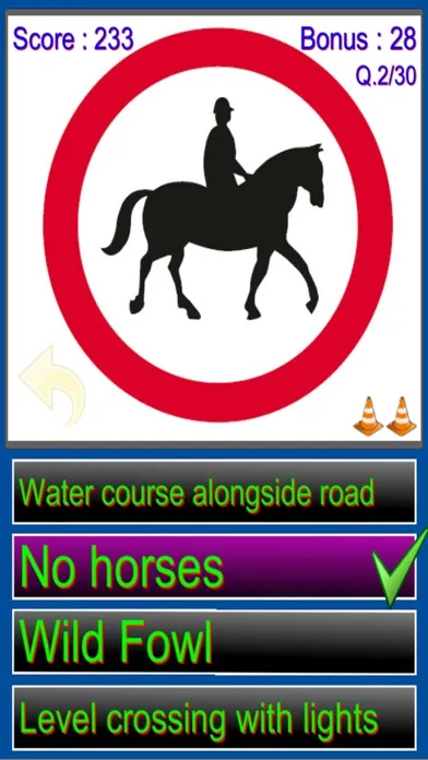 Capturas de tela do UK Road Signs Quiz