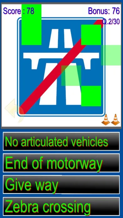 Capturas de tela do UK Road Signs Quiz