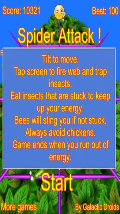 Capturas de tela do Spider Attack arcade game