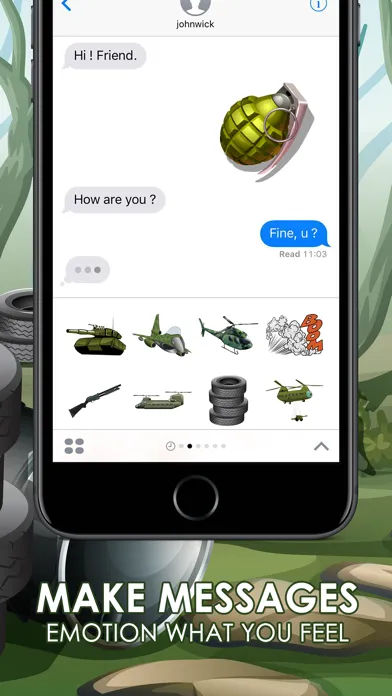 Tangkapan skrin Military Emoji Stickers Keyboard Themes ChatStick